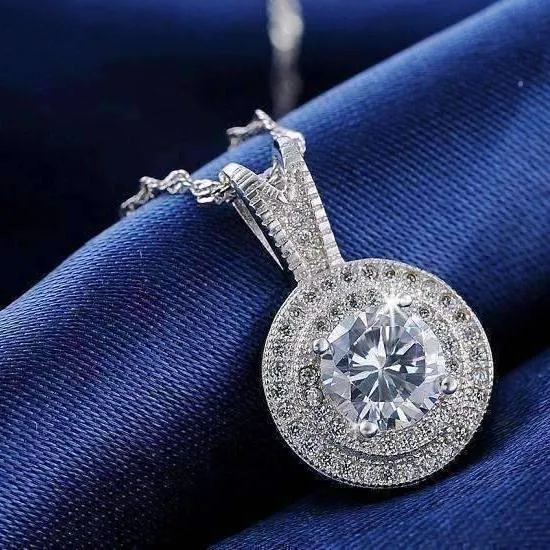 Belle Epoque Style Pendant Necklace with 1.25ct Swiss Cz in Platinum Plated Micro Pave' Setting For Woman