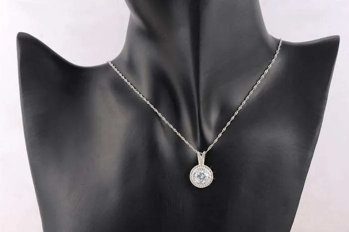 Belle Epoque Style Pendant Necklace with 1.25ct Swiss Cz in Platinum Plated Micro Pave' Setting For Woman