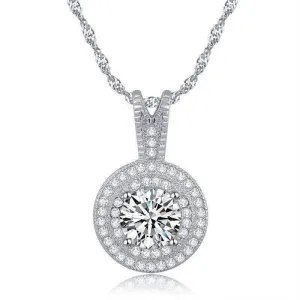 Belle Epoque Style Pendant Necklace with 1.25ct Swiss Cz in Platinum Plated Micro Pave' Setting For Woman