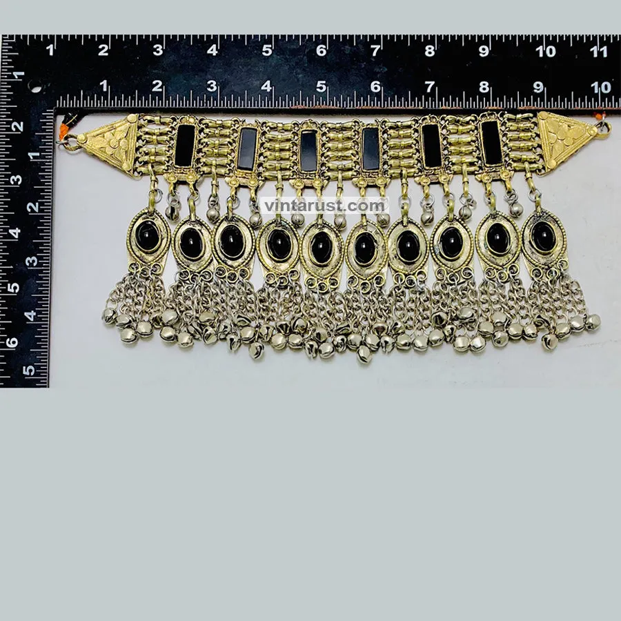 Black Glass Stones Gypsy Choker Necklace