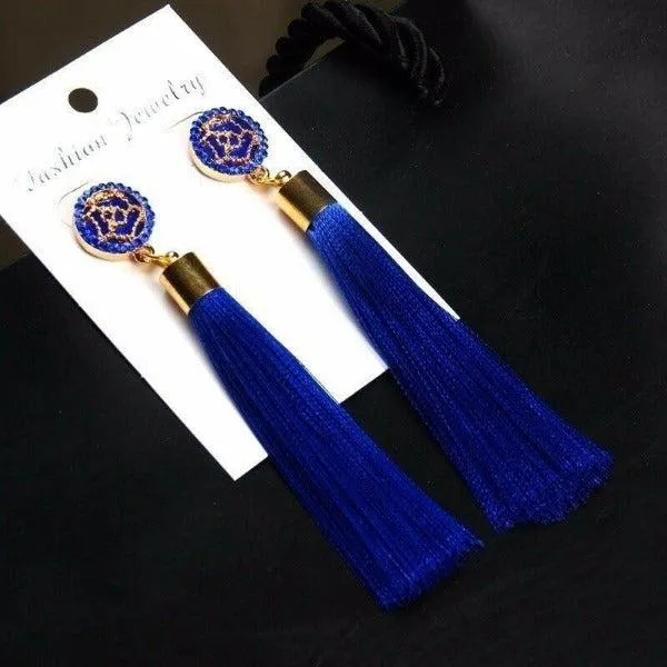 Blue Tassel Fringe Earring
