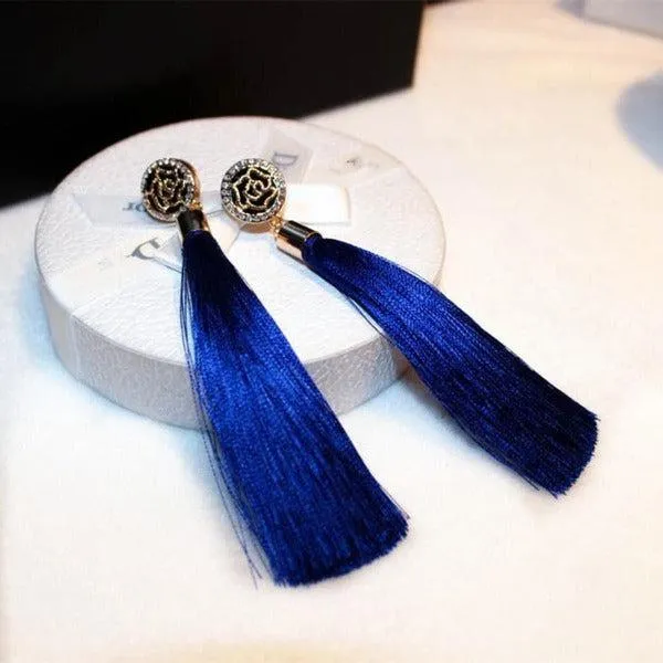 Blue Tassel Fringe Earring