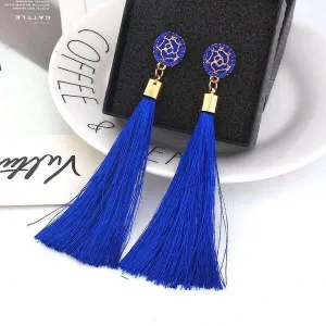 Blue Tassel Fringe Earring