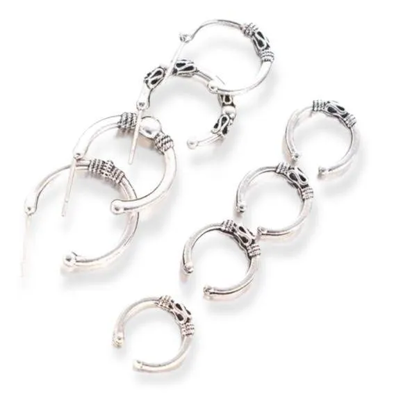 Boho Chic Stackable Hoops & Ear Cuffs Set