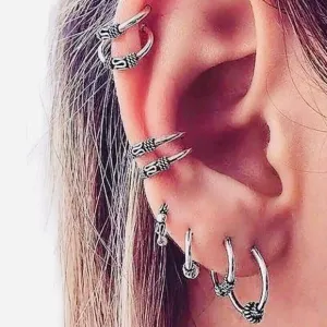 Boho Chic Stackable Hoops & Ear Cuffs Set