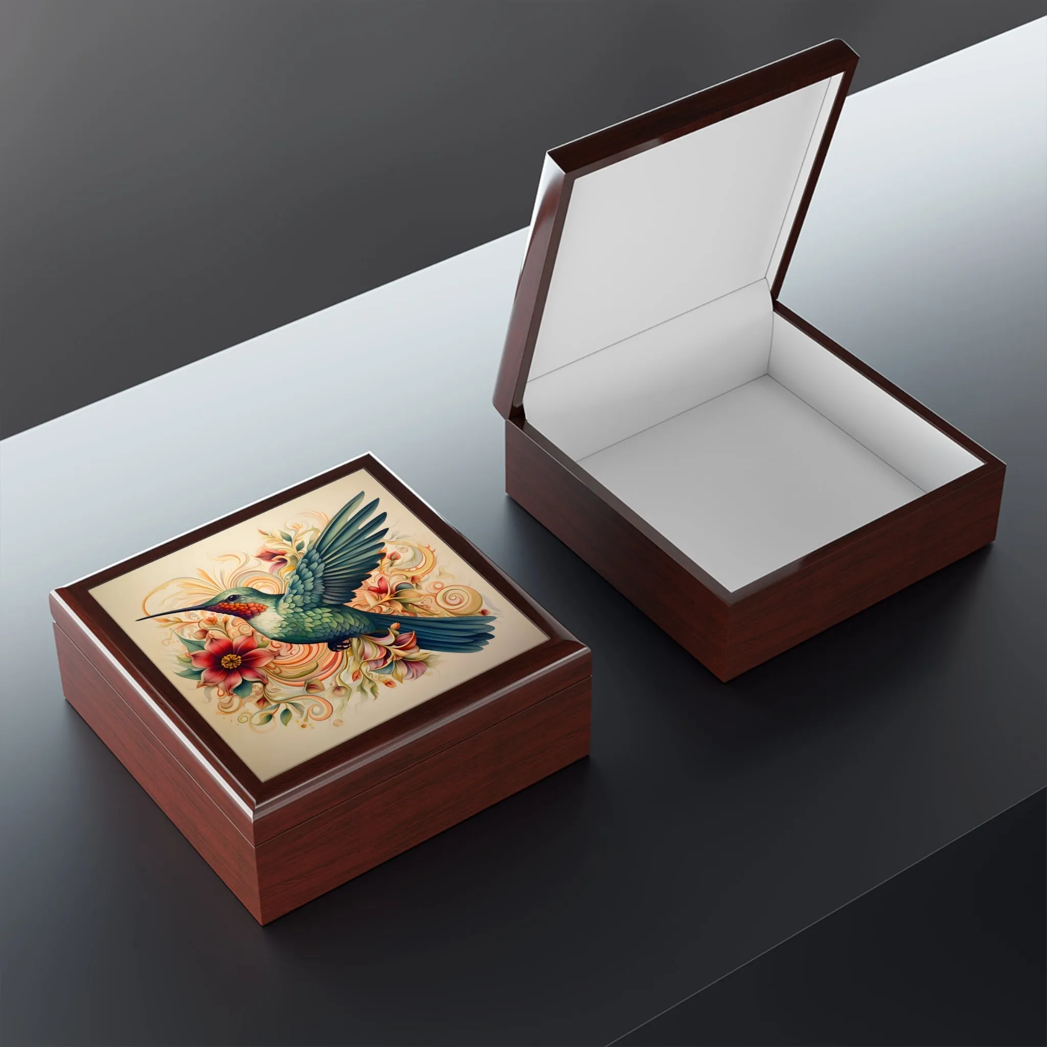 BOHO Hummingbird Artwork Gift and Jewelry Box