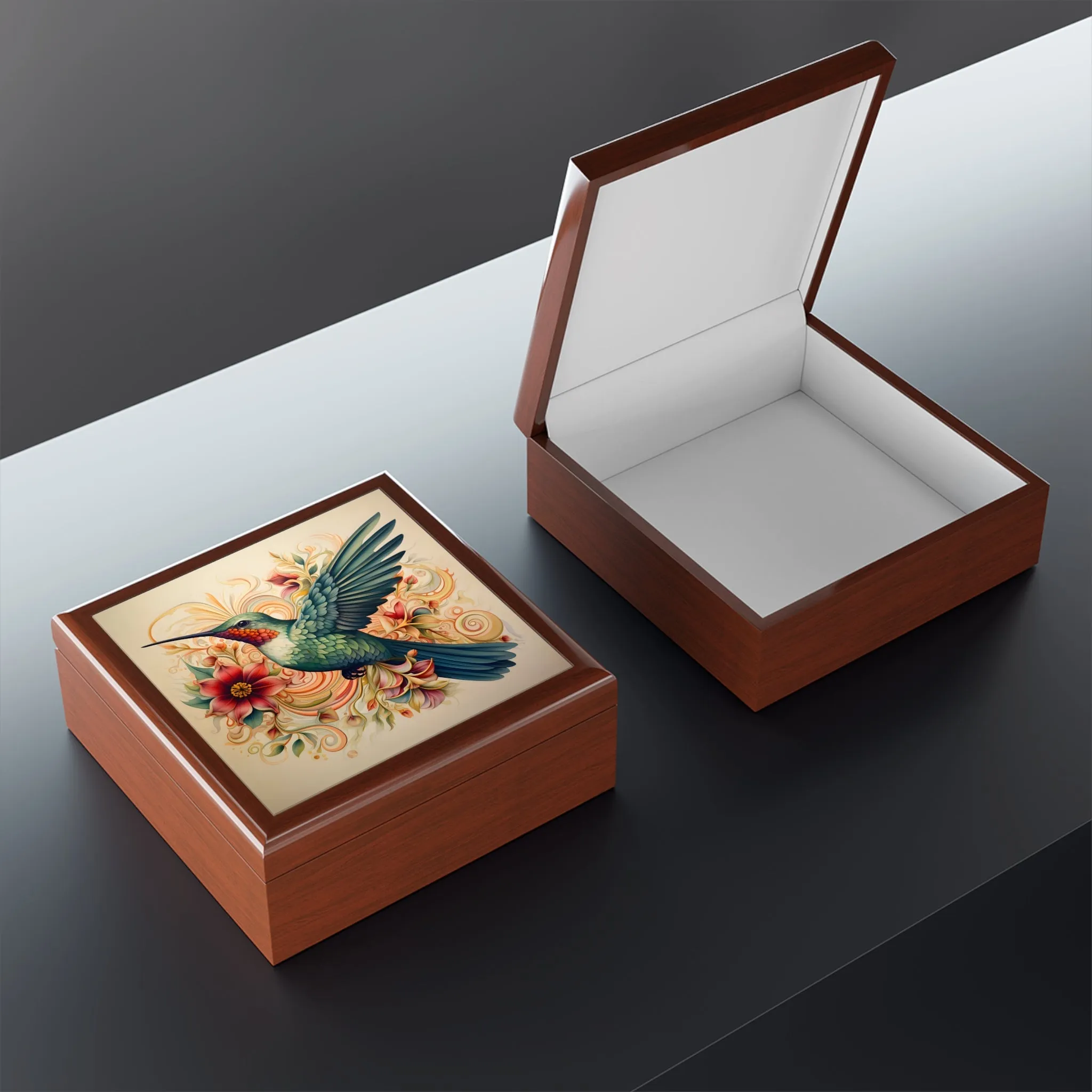 BOHO Hummingbird Artwork Gift and Jewelry Box