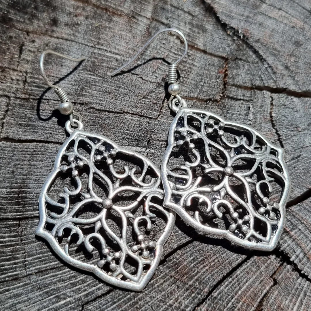 Boho Silver Floral Earrings - "Amie" Handcrafted Statement Jewellery