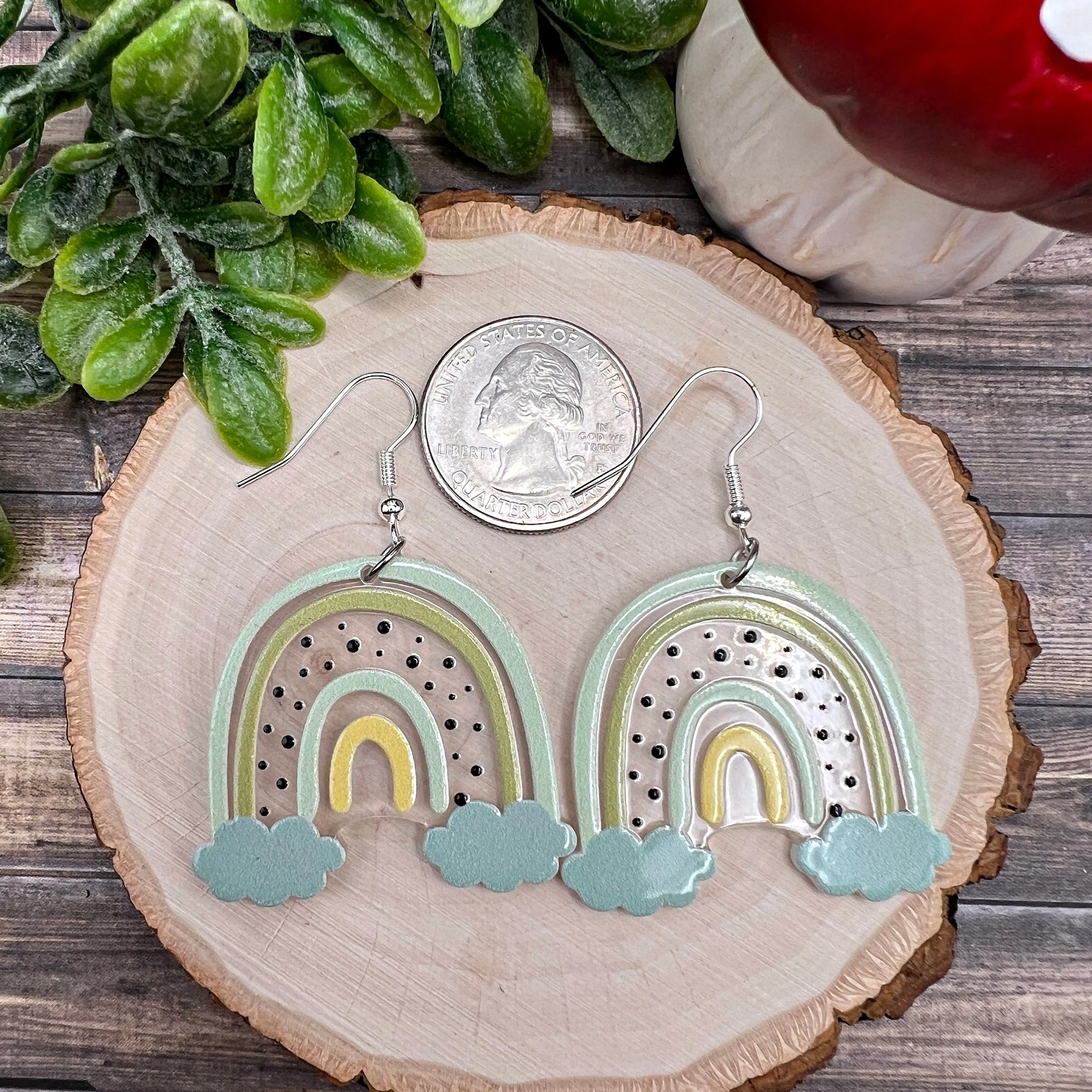 Boho Style Rainbow Acrylic Earrings - Clearance