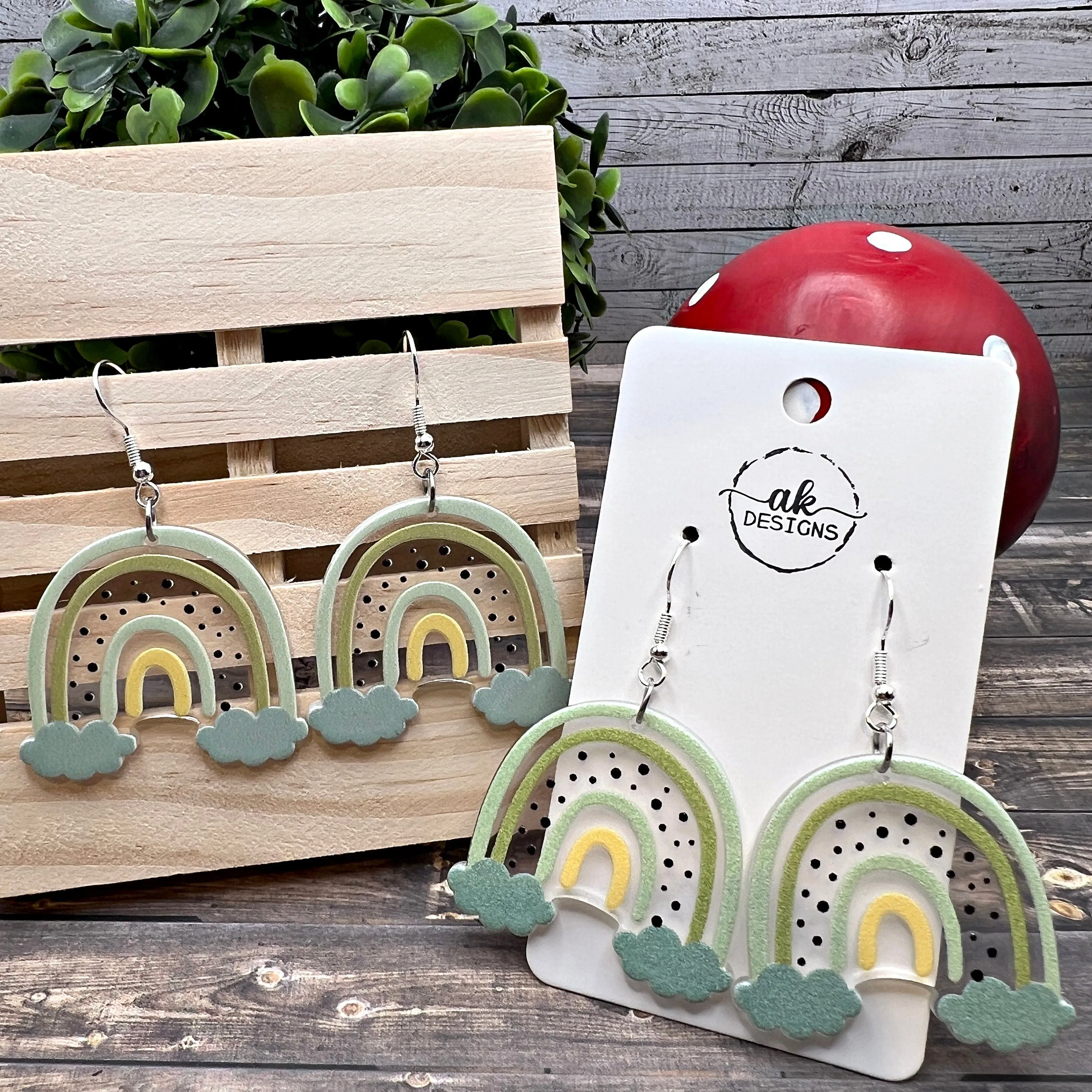 Boho Style Rainbow Acrylic Earrings - Clearance