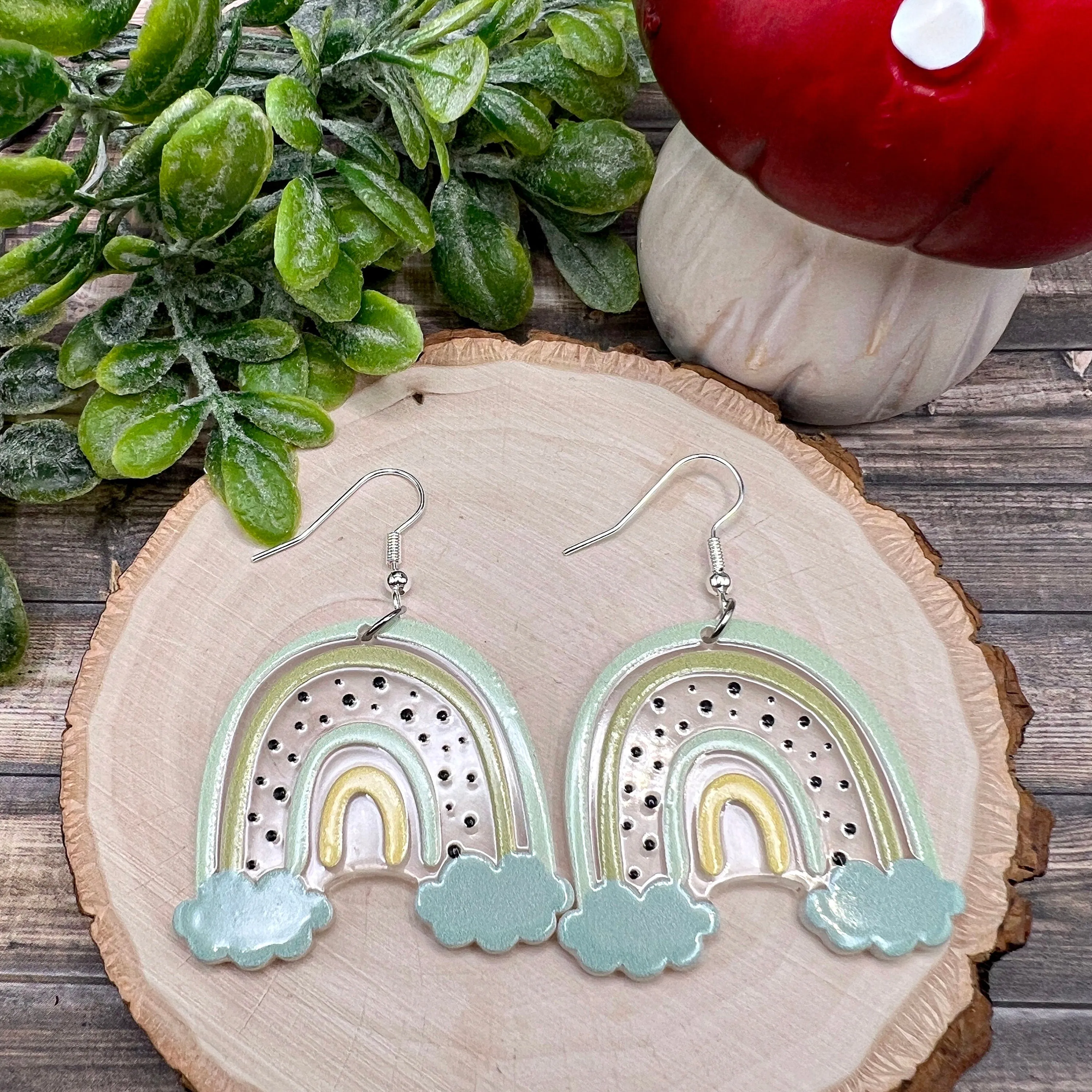 Boho Style Rainbow Acrylic Earrings - Clearance