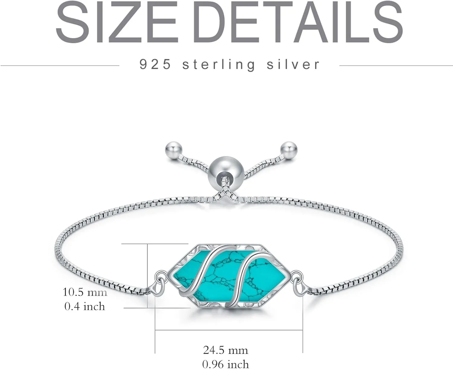 Bracelet for Women 925 Sterling Silver Hexagon Gemstone Link Bracelet Fine Jewelry Birthday Valentines Day Gifts for Women Her