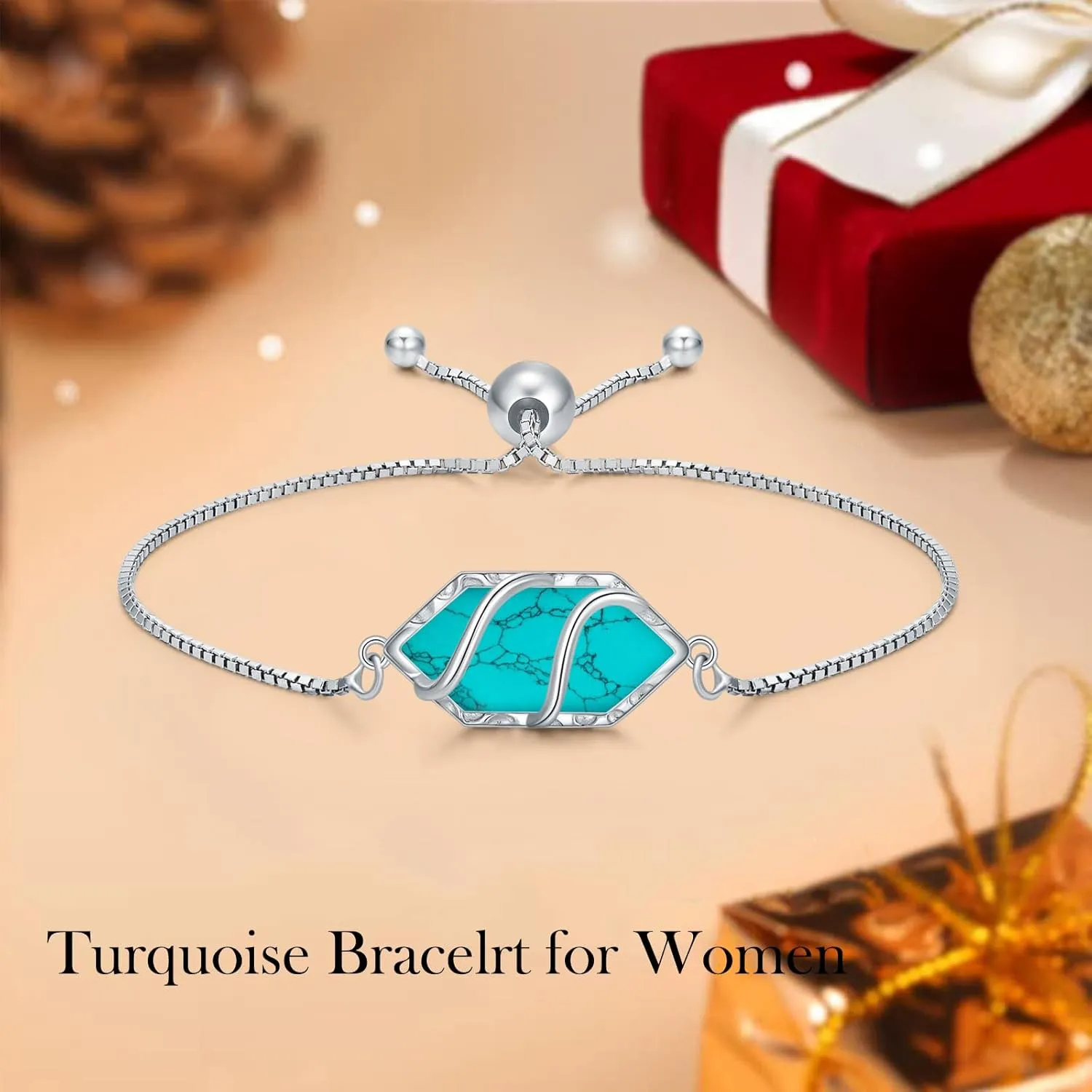 Bracelet for Women 925 Sterling Silver Hexagon Gemstone Link Bracelet Fine Jewelry Birthday Valentines Day Gifts for Women Her