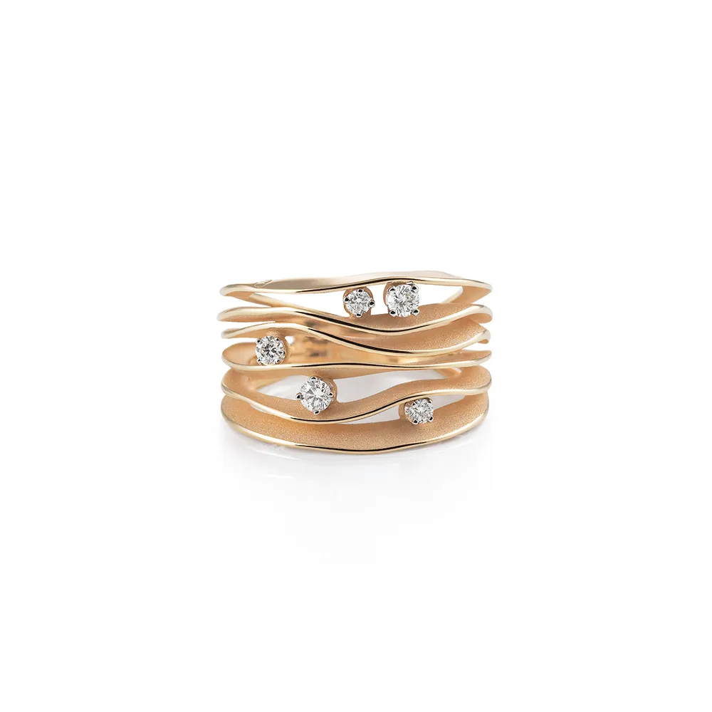 Cammilli Dune Ring 18ct Orange Apricot Gold with Diamonds