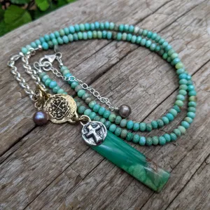 Chrysoprase Spanish Coin Necklace