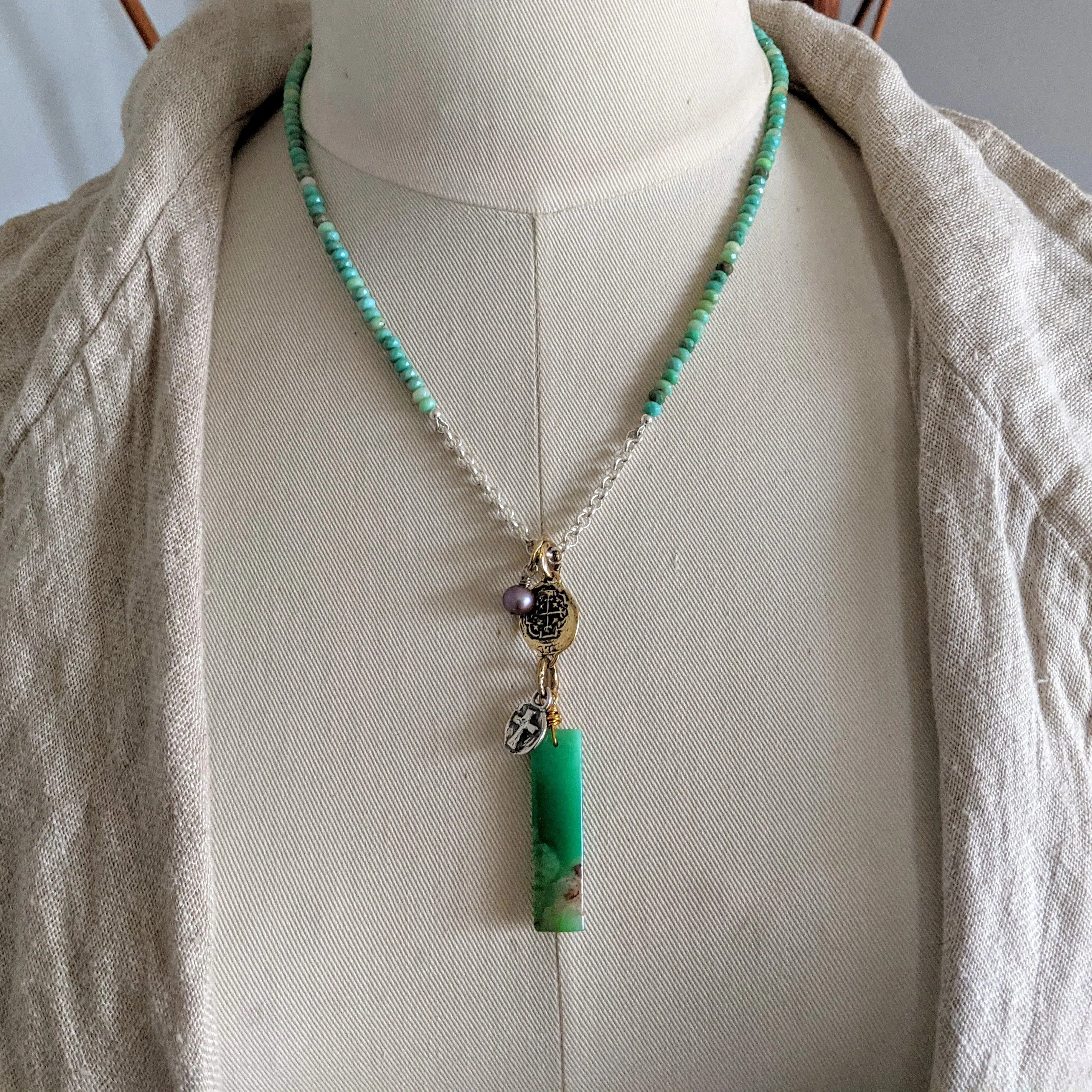 Chrysoprase Spanish Coin Necklace