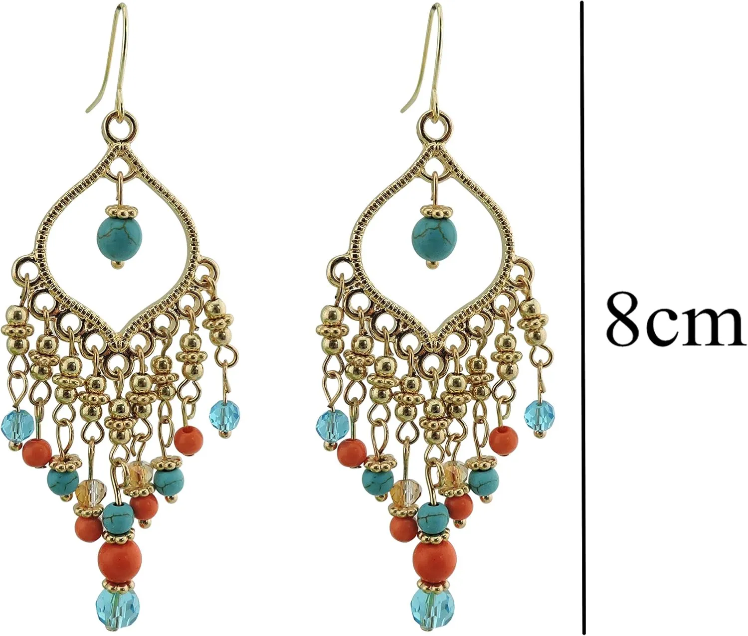 COIRIS 4 Pairs Earring Set for Women Olive Green Fringe Dangle Pendant Earrings/Hoop Beaded Earrings