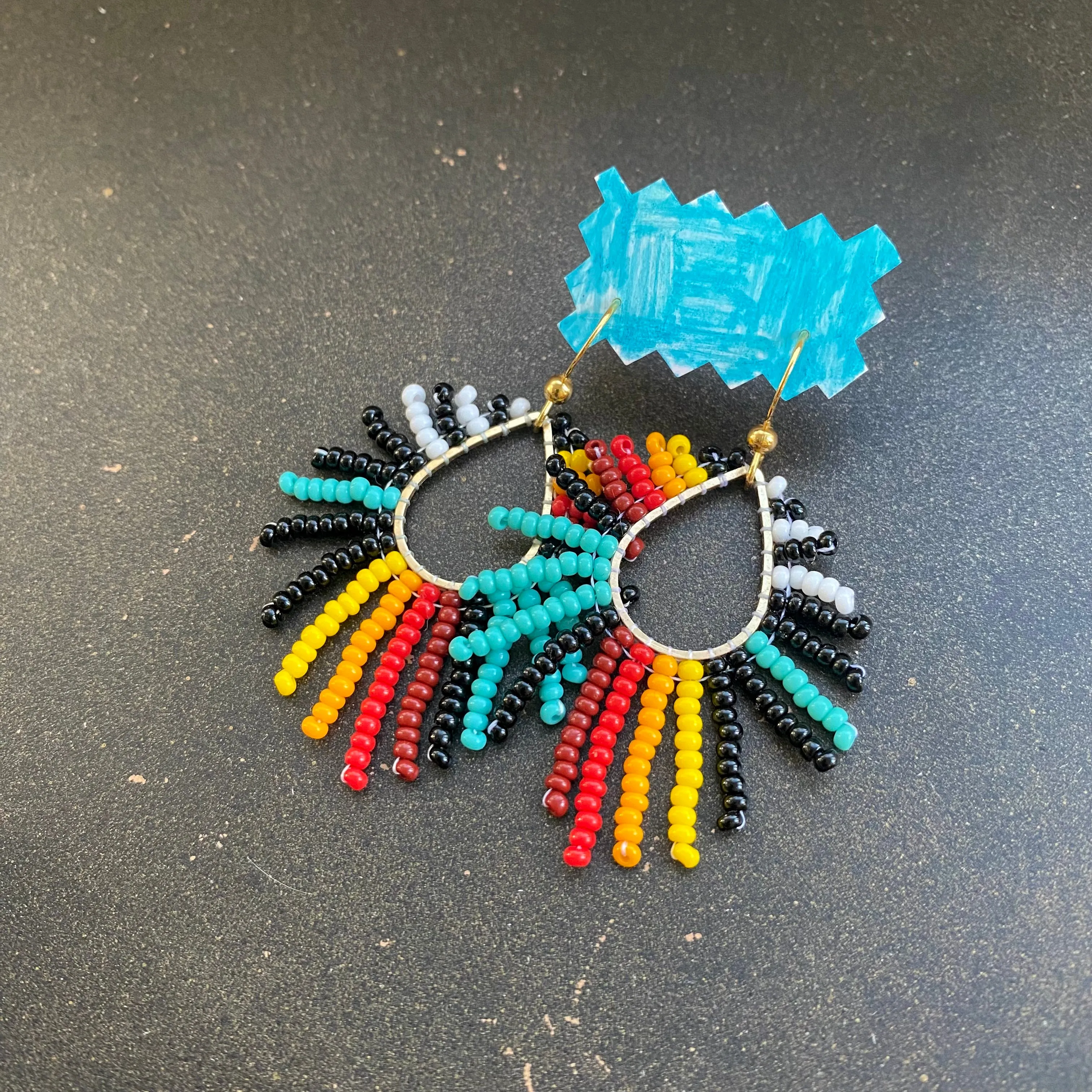 Colorful Fringe Seed Bead Earrings, Rainbow Hippie Boho Earrings for Women, Indigenous style Earrings Native inspired