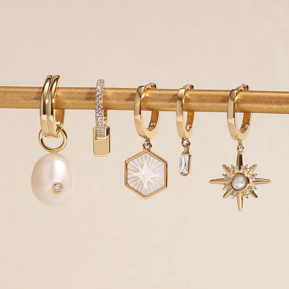 Compass Emblem Gold Huggie Hoop Earrings