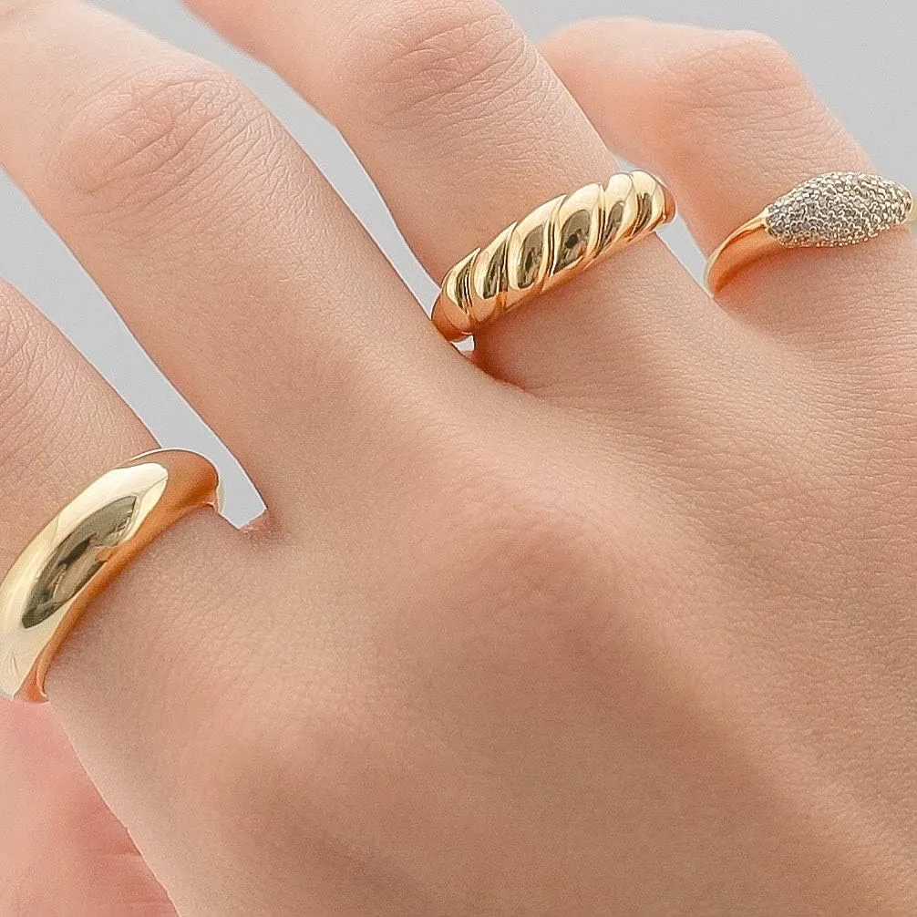 Croissant Ring Gold Ring for Women Twist Ring Dome Ring Gold Ring for Women Statement Ring Cocktail Ring Rings for Women Stackable Rings Minimalist Ring Simple Ring Chunky Gold Ring Large Gold Ring