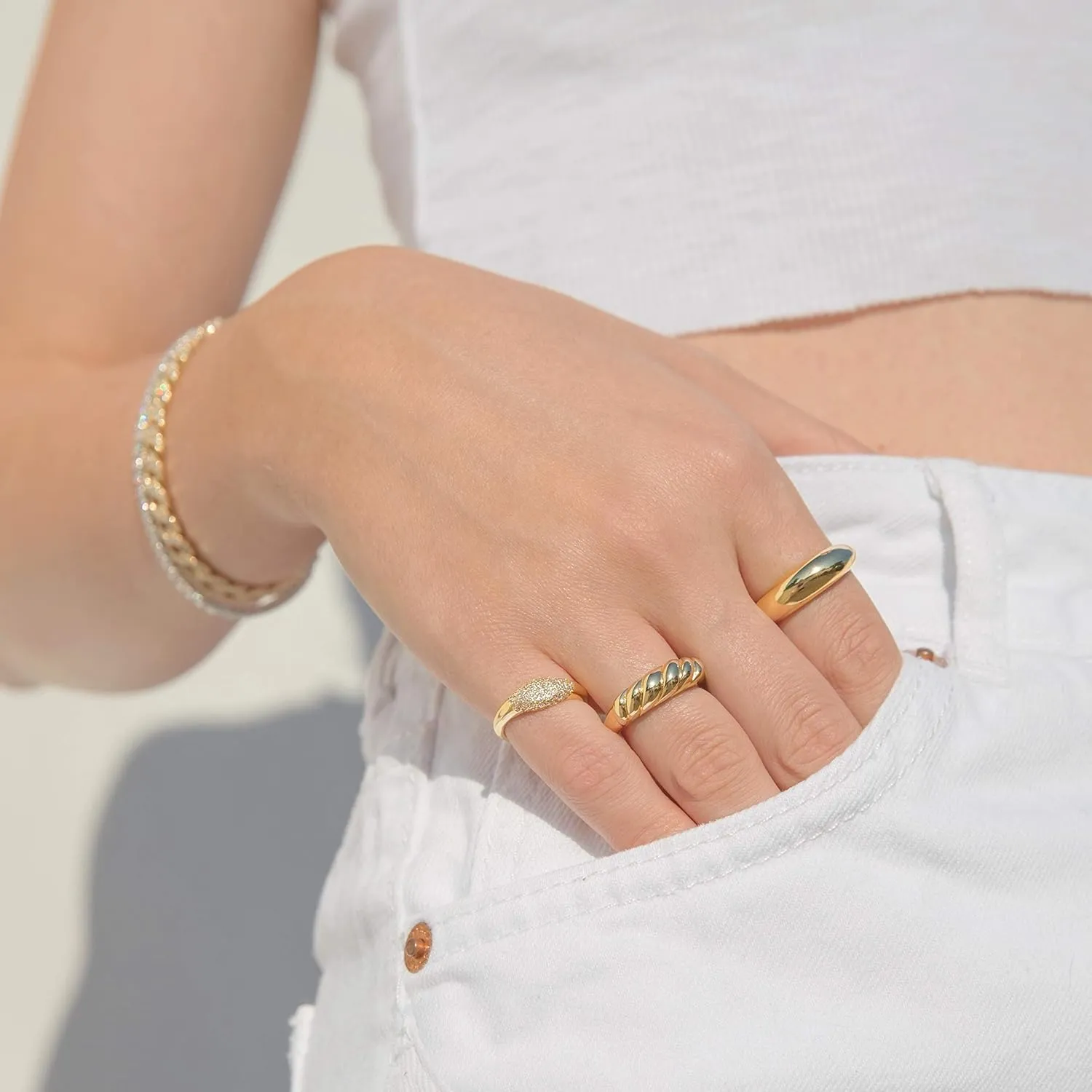 Croissant Ring Gold Ring for Women Twist Ring Dome Ring Gold Ring for Women Statement Ring Cocktail Ring Rings for Women Stackable Rings Minimalist Ring Simple Ring Chunky Gold Ring Large Gold Ring