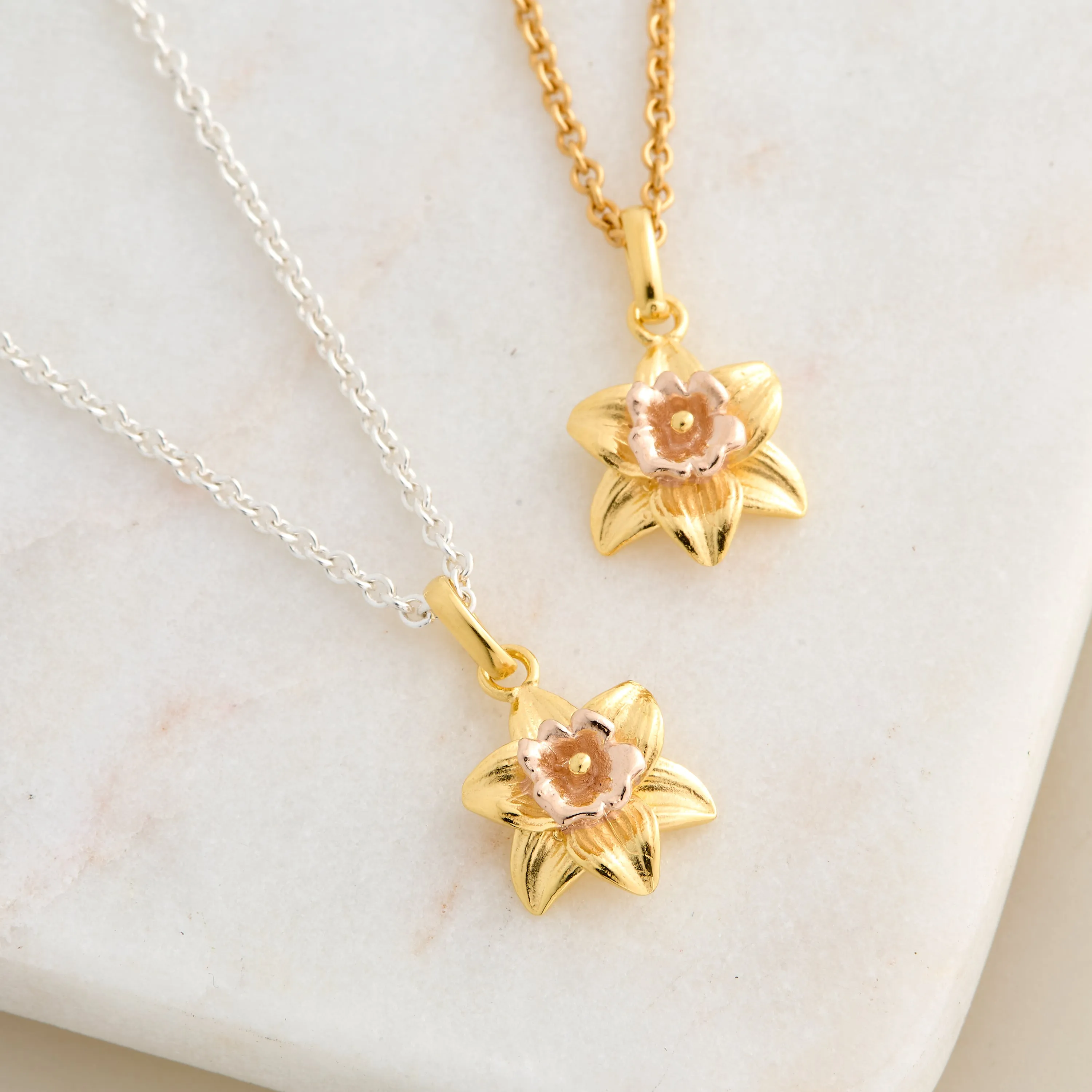 Daffodil Small Silver & Gold Vermeil Necklace