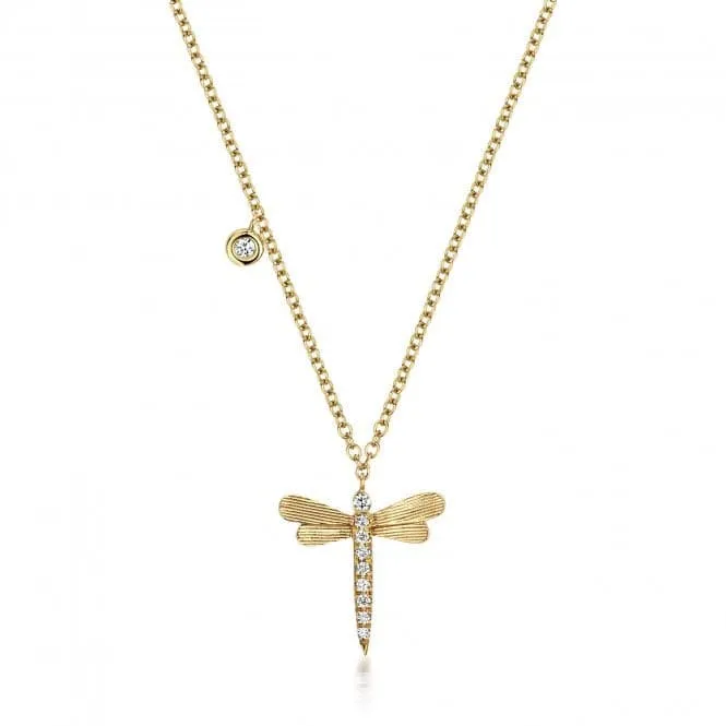 Diamond Jewellery 18ct Gold Diamond Dragonfly Necklace NDQ141