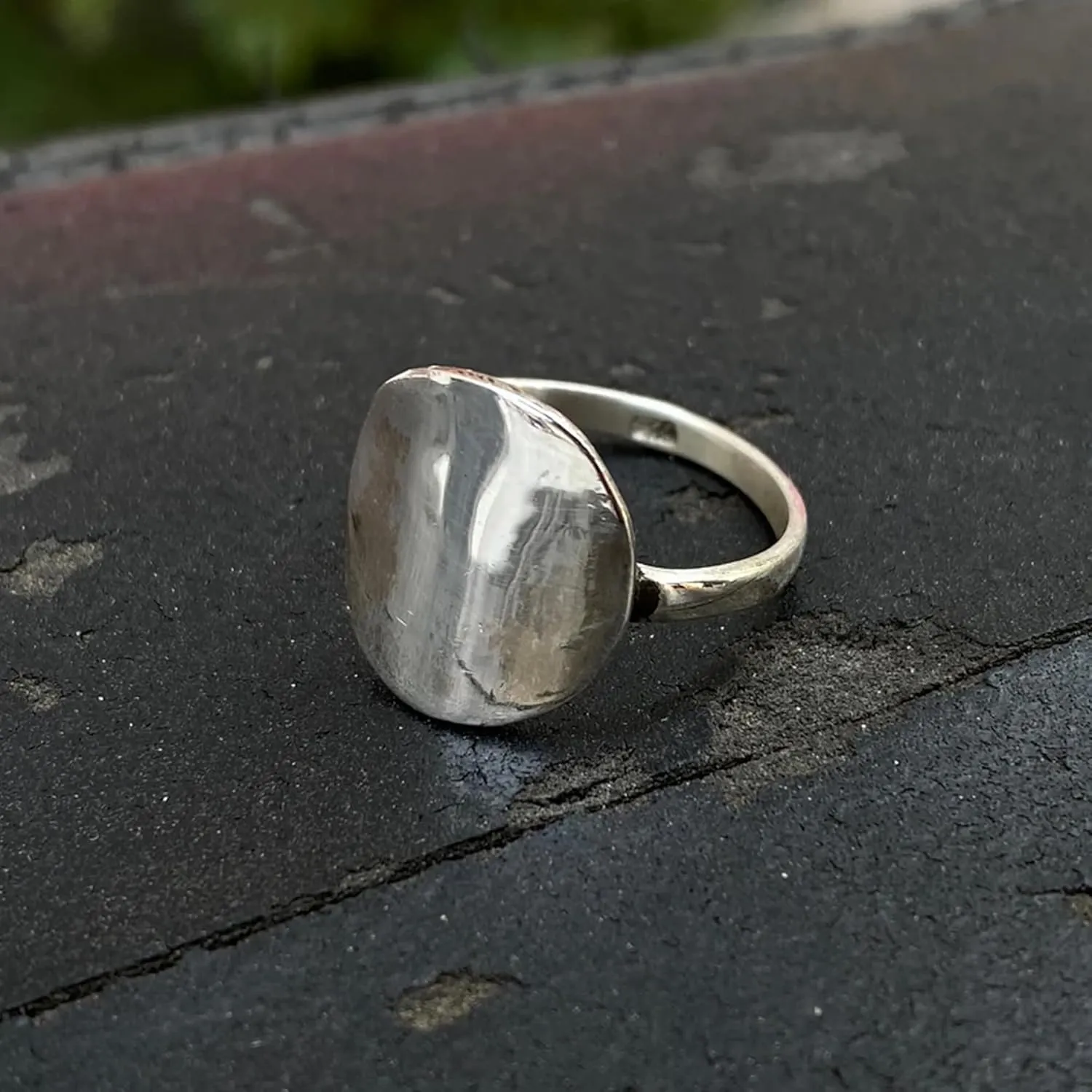 Disc Ring, Solid 925 Sterling Silver Ring, Round Smooth Top Ring, 925 Stamped Ring, Light Ring, Simple Ring