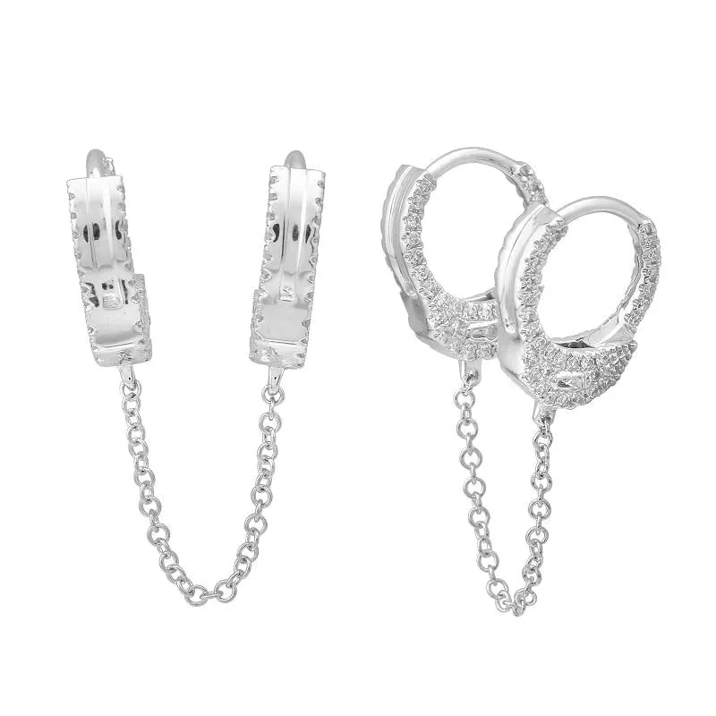 Double Handcuff Diamond Chain Huggies