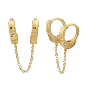 Double Handcuff Diamond Chain Huggies