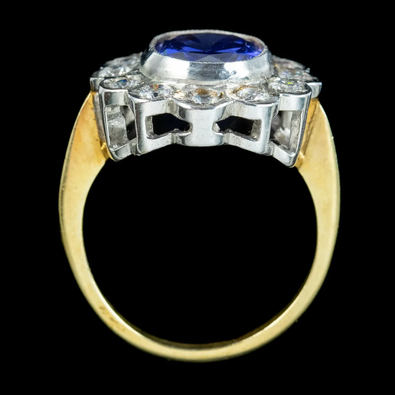Edwardian Style Blue CZ Tanzanite Daisy Cluster Ring