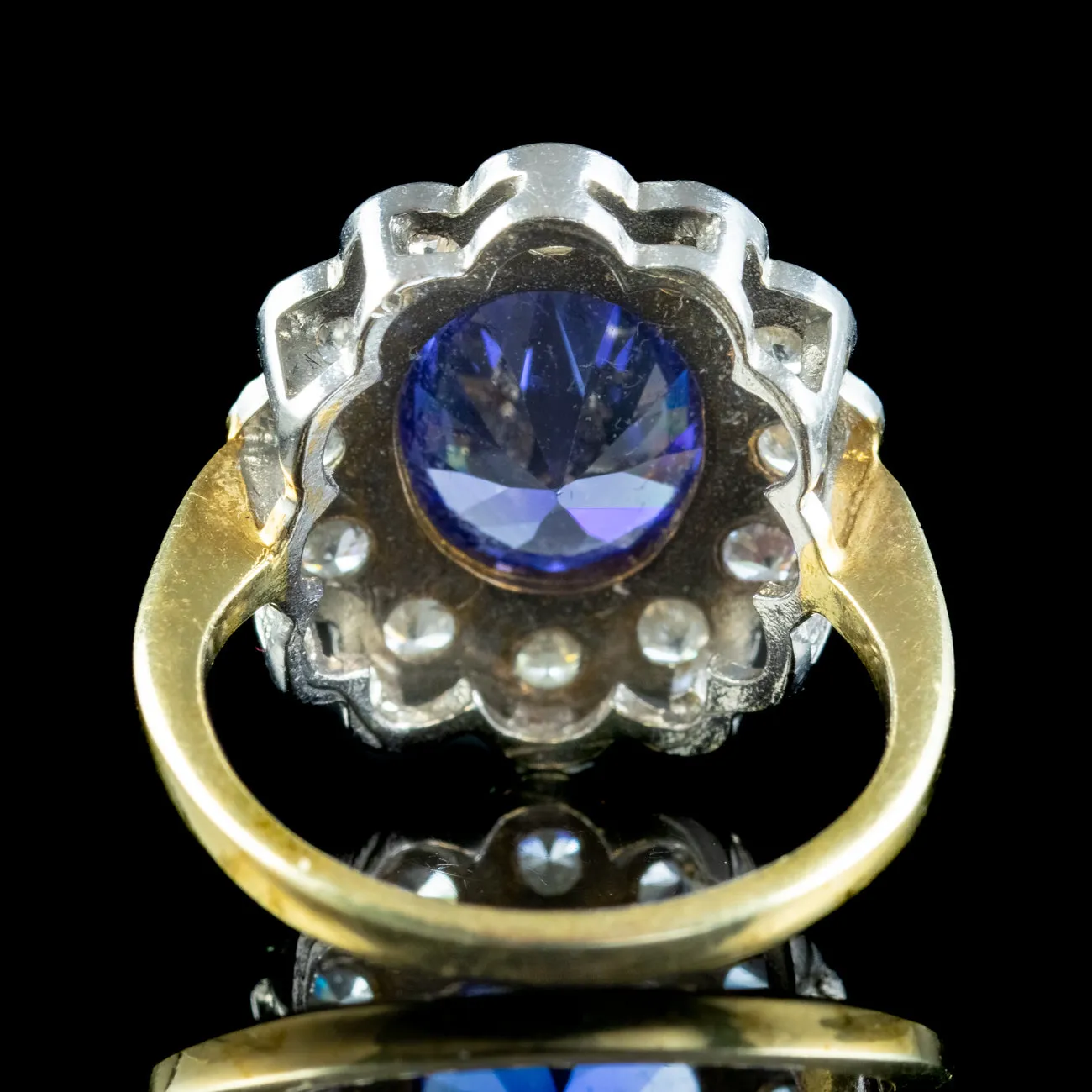 Edwardian Style Blue CZ Tanzanite Daisy Cluster Ring