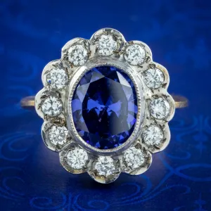 Edwardian Style Blue CZ Tanzanite Daisy Cluster Ring