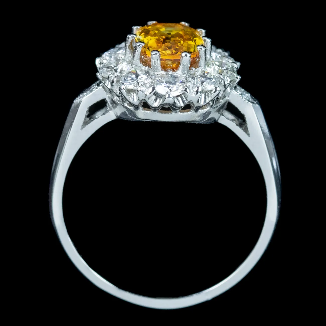 Edwardian Style Yellow Sapphire Diamond Cluster Ring 1.6ct Sapphire
