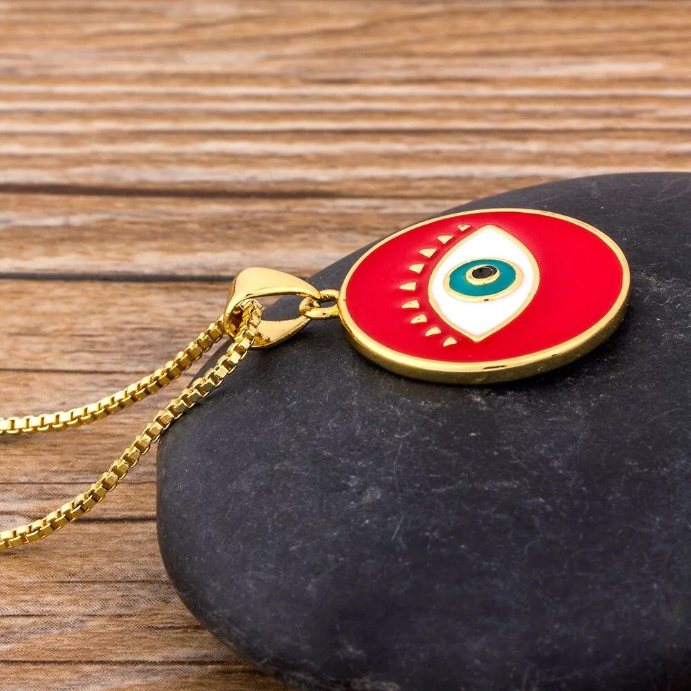 Encrusted Eye Fine Polished Women's Pendant Necklace