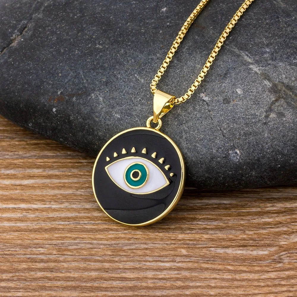 Encrusted Eye Fine Polished Women's Pendant Necklace