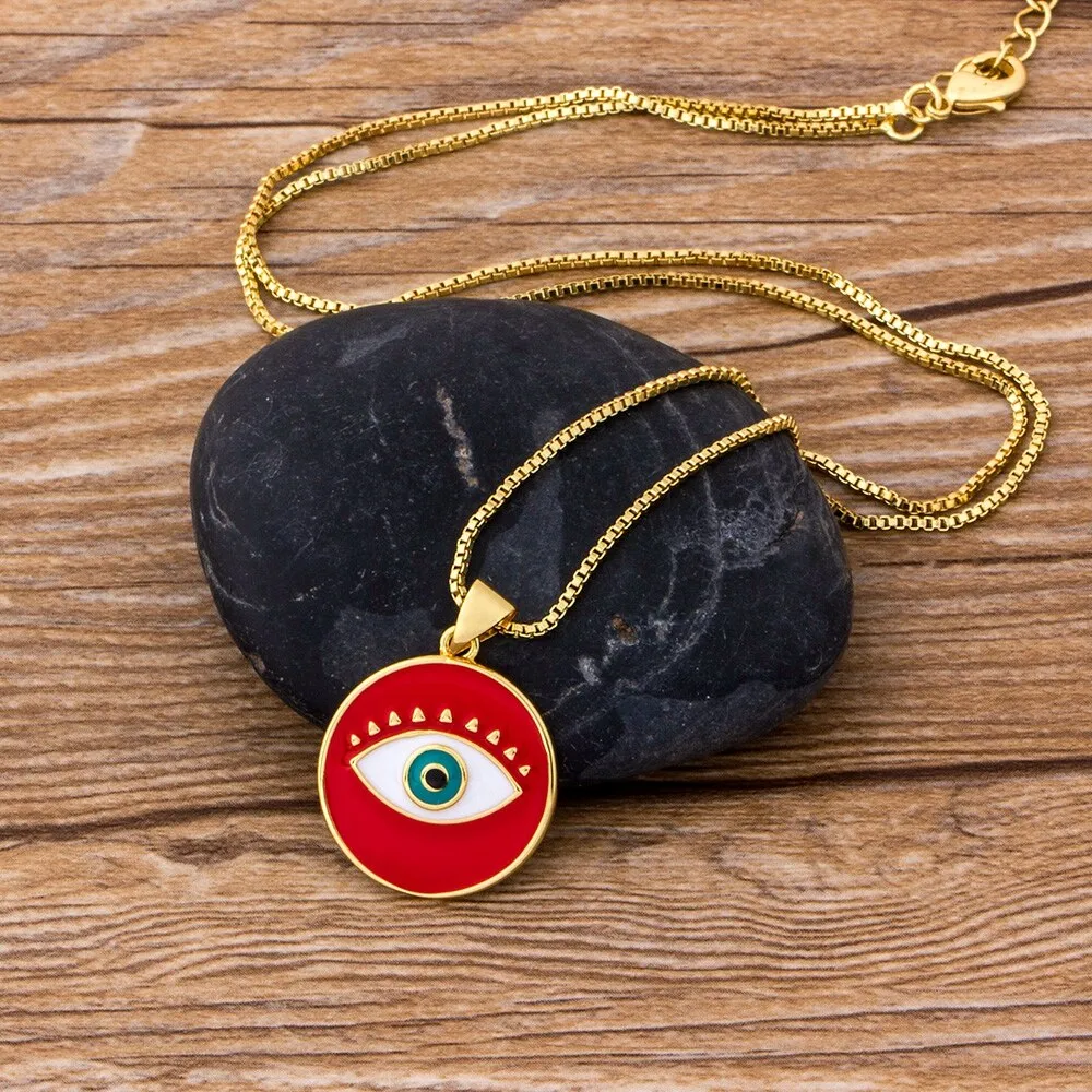 Encrusted Eye Fine Polished Women's Pendant Necklace