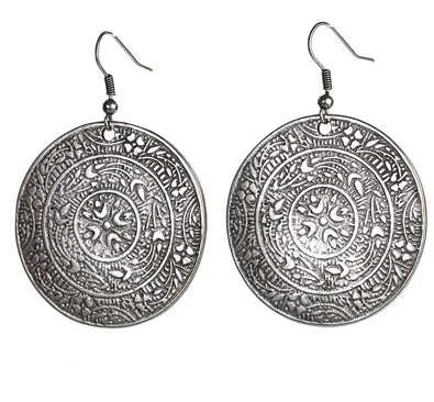 Engraved Disc Earrings