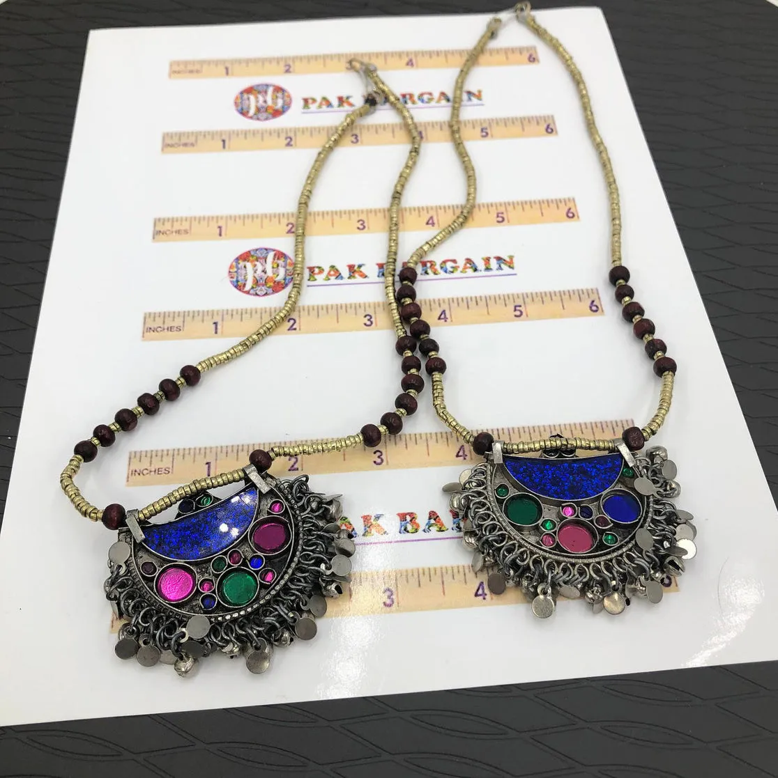 Ethnic Tribal Beaded Chain Pendant Necklace