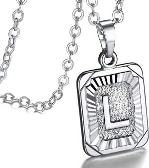 FOCALOOK Initial Necklace Rectangle Shaped 18K Gold Plated/Platinum Plated Capital A-Z Alphabet Necklace for Women 20 Inch  2 Inch