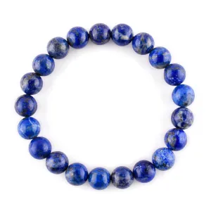 Friendship Bracelet - Natural Lapis Lazuli Gemstone Bracelet Handmade Stretchable Unisex Bracelet Genuine Round Beaded 10mm Jewelry - Chakra Healing Crystals - Balancing - Meditation - Boho