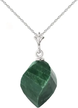 Galaxy Gold GG High Polished 14k Solid White Gold Pendant Necklace with 15.25 Carat Natural Twisted Spiral Briolette Green Sapphire