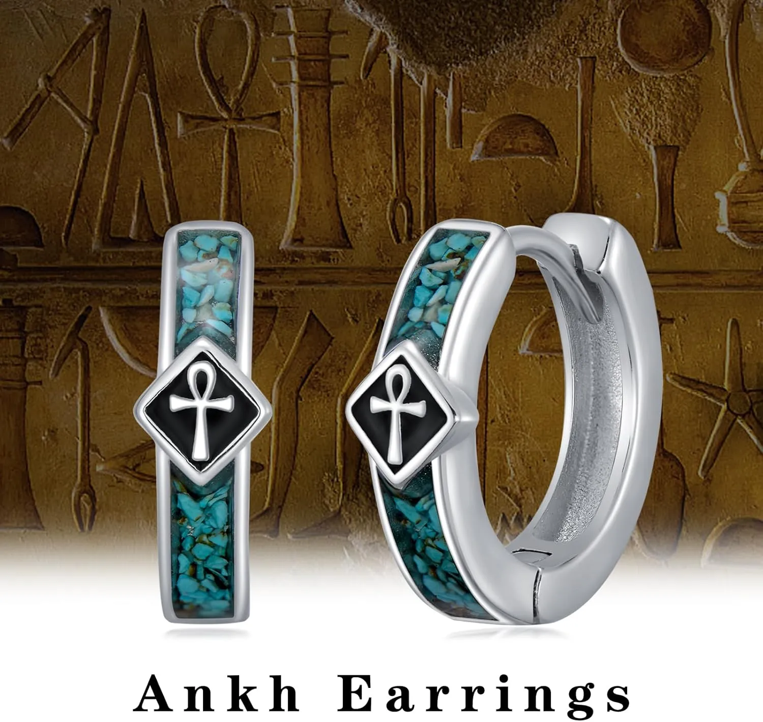 Gemstones/Viking/Celtic/Cross Hoop Earrings for Men Women 925 Sterling Silver 15mm Huggie Earrings for Sensitive Ears Jewelry Birthday Gifts