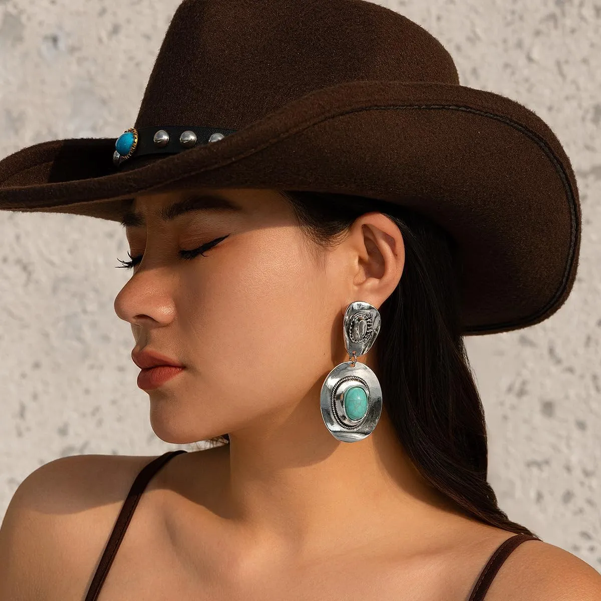 Gold Cowboy Boot Hat Earrings Western Cowboy Hat Earring Asymmetrical Cowboy Earrings Cowboy Hat Dorp Dangle Earrings Vintage Rodeo Boho Jewelry