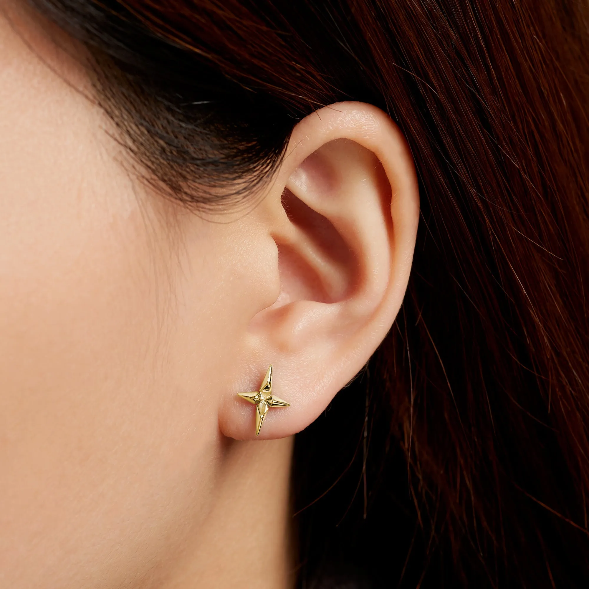 Gold Cross Stud Earrings