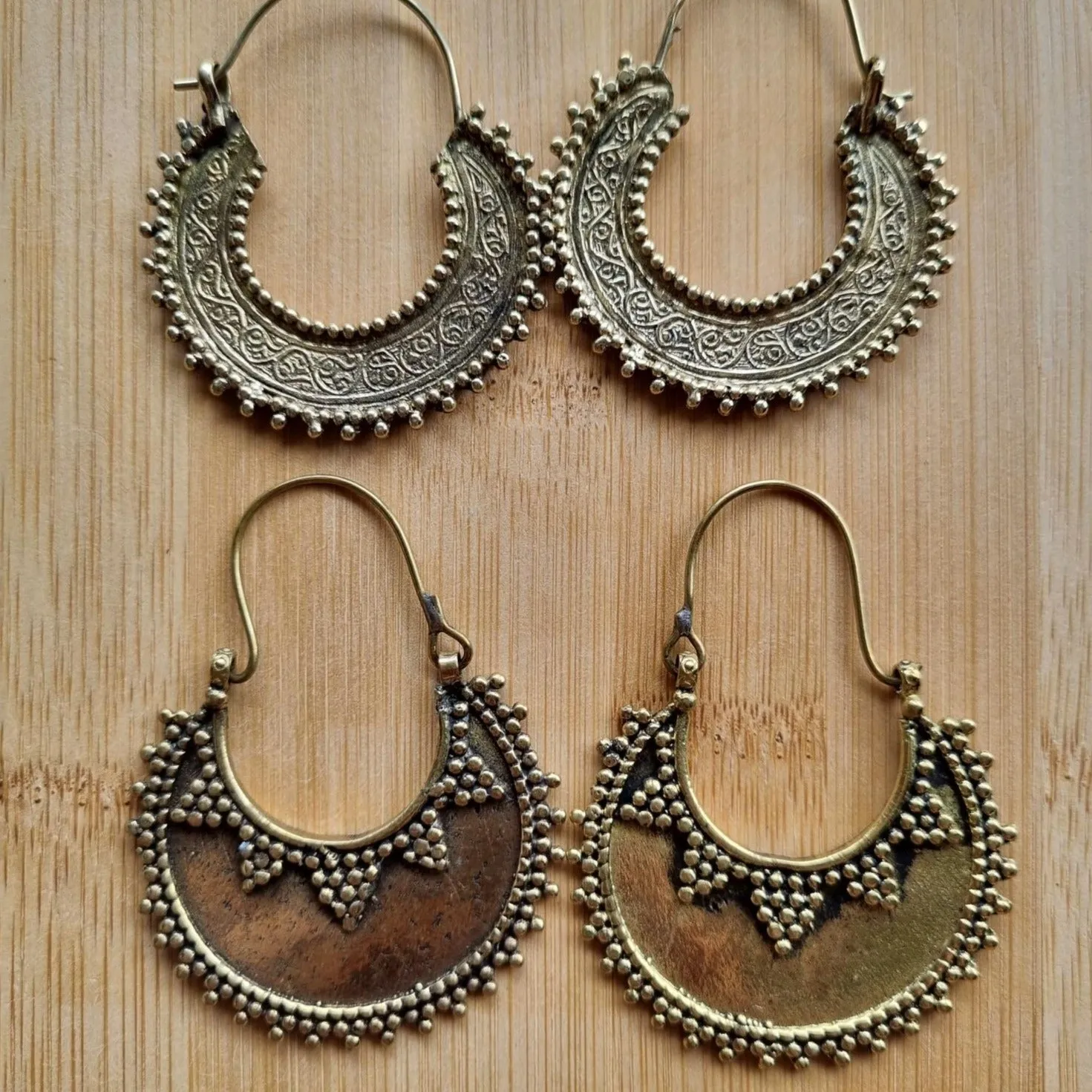 Gold Gypsy Tribal Hoop Earrings