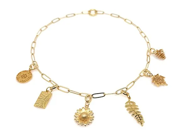 GOLD Mixed Charm Necklace Set | Leaves & Flowers - 20% OFF