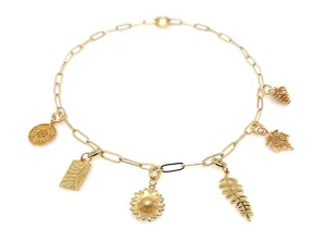 GOLD Mixed Charm Necklace Set | Leaves & Flowers - 20% OFF