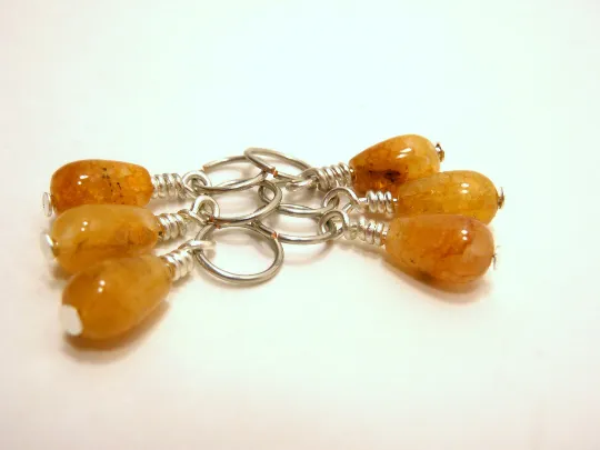 Golden Aventurine: Set of 6 Stitch Markers
