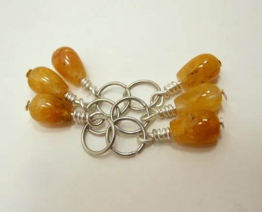 Golden Aventurine: Set of 6 Stitch Markers